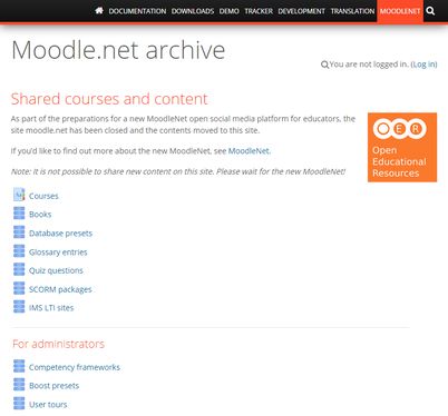 Screenshot of Moodle.Net archive